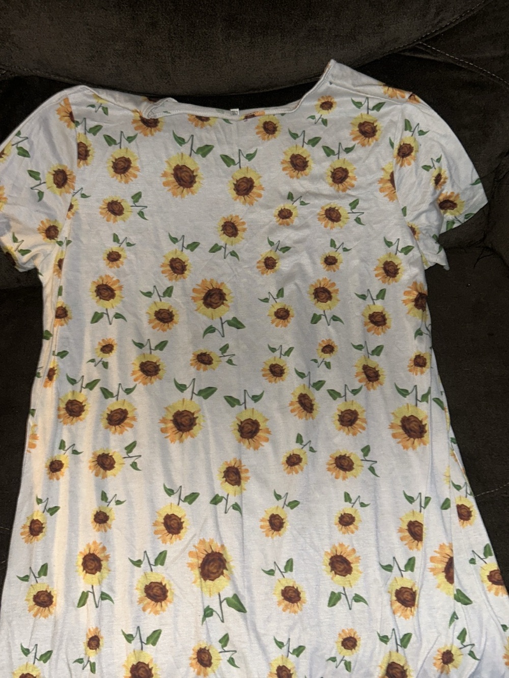 Sunflower Print Women’s Tee Top - White - Picture 2 of 2